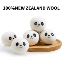 Boules de séchage en laine de panda réutilisables, boules de lavage en laine de mouton naturelle de Nouvelle-Zélande, réduisent l'électricité statique, adoucissent les vêtements, écologiques