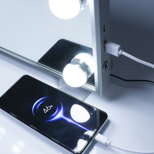 Espejo Cosmético <span class=keywords><strong>con</strong></span> 14 <span class=keywords><strong>Bombillas</strong></span> LED para <span class=keywords><strong>Tocador</strong></span>, Alimentación USB <span class=keywords><strong>con</strong></span> Soporte para Teléfono Móvil, Personalizado <span class=keywords><strong>de</strong></span> una Sola Cara - Product Image 5