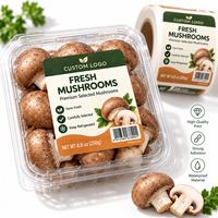 Étiquettes personnalisées imprimées pour l'emballage des champignons, autocollants imperméables imprimés pour la marque des produits frais