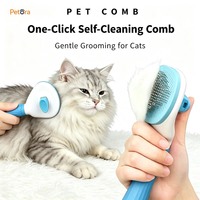 Brosse à poils pour animaux de compagnie Petora Premium ergonomique en PP, design simple, autonettoyante, pour chiens et chats, usage domestique