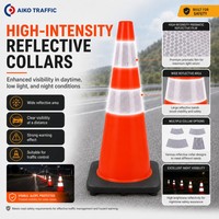 Pylône de signalisation Aiko avec corps en PVC réfléchissant pour la délimitation routière, la guidage des voitures et la recherche de clients régionaux