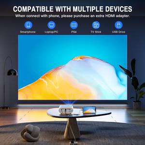 Mini proyector portátil OEM de fábrica, proyector <span class=keywords><strong>1080P</strong></span> para sala de reuniones con WiFi, proyector 4k Android inteligente con Bluetooth y WiFi - Product Image 2