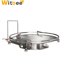 Système de remplissage de miel semi-automatique électrique à plateau tournant 10L/min, moteur contrôlé par PLC, haute viscosité, bouteilles/pots pour aliments et cosmétiques