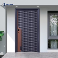 Puerta de Entrada Pivotante Moderna de Aluminio con Paneles Tallados, Rotura de Puente Térmico, Doble Acristalamiento, Características de Seguridad e Insonorización para Entrada de Villa