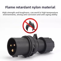 Prise d'alimentation pour éclairage de scène, étanche IP44, ignifuge, noire, 3 pôles, 16A, connecteur industriel aéronautique, 220-240V