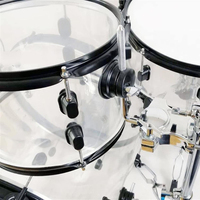 Vente en gros d'usine : Kits de batterie professionnels en acrylique Perspex avec peaux en papier huilé, couleur personnalisée, transparent, taille personnalisée, kits musicaux