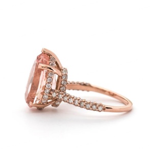 Anillo de Morganita con Corte Rosa Doble de Plata de Ley 925 de Fábrica, Anillo de Compromiso Especial de Moda con Pequeñas Piedras Preciosas - Product Image 3