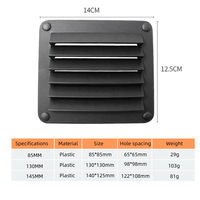 Capot de ventilation mural en plastique marin 85/130/140 mm, couvercle de sortie d'air de cabine pour la ventilation des navires/yachts