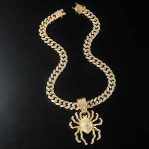 Collar de araña chapado en oro y plata, popular y de gran venta, colgante de animal, joyería de moda para hombre, venta al por mayor - Product Image 2