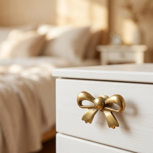 AK Brass Unique Bow Shape Brass Wardrobe <b>Knob</b> Gold Finish Custom Cabinet Drawer <b>Dresser</b> Furniture Handle <b>Knob</b> - Product Image 1