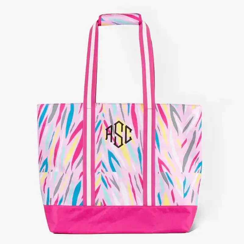 sublimation custom fashion monogrammed mega women shoulder xxl neonpink boutique canvas cotton beach tote bag