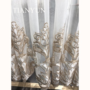 Rideaux fantaisie semi-transparents floraux en <span class=keywords><strong>organza</strong></span> 100% polyester brodé de 108 pouces pour salon et fenêtre, style européen, vente chaude à Dubaï - Product Image 4