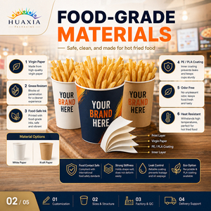 Vasos de Cartón Kraft Personalizados Directo de Fábrica para Papas Fritas, para Servicios de Catering y Comedores Escolares, Empaque Reciclable, MOQ Bajo - Product Image 3