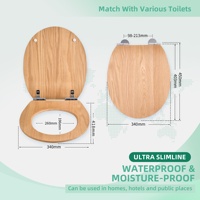 Siège de toilette en MDF ultra fin de 18 pouces en forme de O avec grain de bois naturel mat