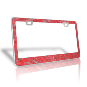 Marco de Matrícula Estándar Estadounidense de Acero Inoxidable con Incrustaciones de Diamantes de Imitación Rojos, Accesorios para Automóviles - Product Image 2