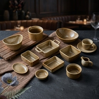 Ensemble d'assiettes en céramique ST Sophisticated Amber Matte Glaze, design minimaliste, bols, pour l'hôtellerie, usage commercial, passe au four