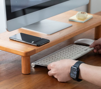 Support de Moniteur Simple en Noyer Massif Personnalisé pour Bureau, Rehausseur de Bureau Démontable avec Étagère de Rangement/Table Basse/Présentoir