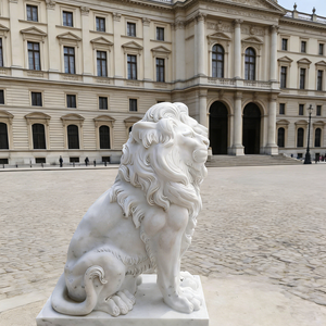 Statues de <span class=keywords><strong>lion</strong></span> en marbre blanc sculptées à <span class=keywords><strong>la</strong></span> main, taille réelle, décoration de jardin extérieur moderne, sculpture animale en pierre à vendre - Product Image 4
