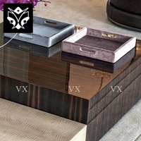 Tables basses modernes carrées en bois plaqué Ensemble de tables à thé moderne Ensemble de tables basses en bois central de luxe pour la maison de luxe