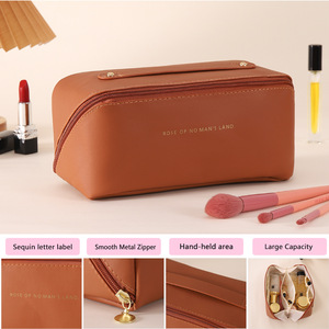 Low MOQ Custom Logo Waterproof PU Leather Cosmetic <strong>Bag</strong> Travel Organizer Pillow <strong>Bags</strong> Portable <strong>Make</strong> <strong>up</strong> <strong>Bag</strong> for Women Wholesale - Product Image 5