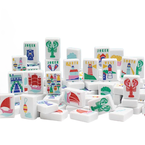 Tuiles de Mahjong en mélamine blanches de luxe modernes, style américain, 160 pièces, à couche unique, nouveau design personnalisé, thème marin, pour le divertissement - Product Image 3