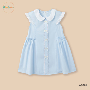 Vestido de niña con lazo en el pecho Vestido de princesa informal para niña nueva Ropa de boutique para niños Manga corta de verano - Product Image 2