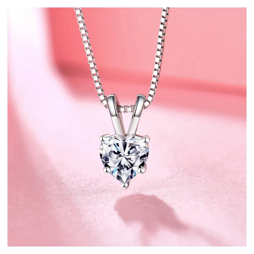 Wholesale classical fine Jewelry 925 sterling silver heart shape main birthstone stone pendant necklace