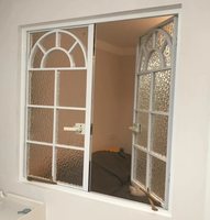 Belle fenêtre décorative à calandre française Belle pression du vent longue durée fenêtres à battant en aluminium à double vitrage maison
