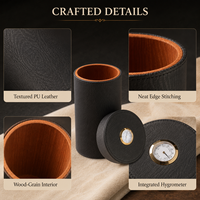 Boîte à cigares de luxe personnalisée en gros, en cuir PU laqué, cylindrique, avec hygromètre intégré, étanche à l'humidité, pour voyage et cadeau