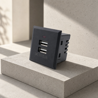 Prise de sol modulaire noire à 3 ports avec module de chargeur USB double pour utilisation sur bureau/table dans les milieux domestiques et commerciaux
