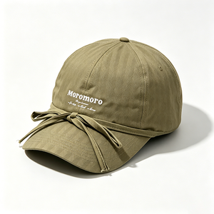 หมวกเบสบอล 5 แผงสไตล์วินเทจ ขอบรุ่ย แต่งปม ดีเทลผ้าฝ้ายสีกากี สตรีทแวร์ หัวเข็มขัดโลหะ ยูนิเซ็กส์ - Product Image 6