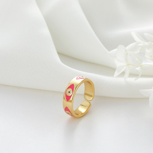 Anillo abierto de ojo de esmalte colorido de lujo ligero Anillo ajustable de ojo de <span class=keywords><strong>diablo</strong></span> de arco iris para mi <span class=keywords><strong>hija</strong></span> - Product Image 2