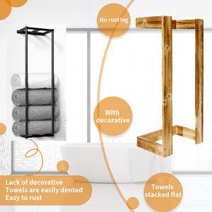 Rustic Wall Mounted Bathroom Wood Towel Rack Wall Holder Organizer Heavy Duty Towel Holder - Product Image 2