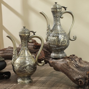 Ensemble distributeur de <span class=keywords><strong>liqueur</strong></span> et pot à vin Longfeng haut de gamme, en métal, style ancien, avec petites tasses à vin pour la maison - Product Image 3