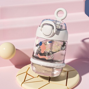 450ml/600ml Plastik Unisex Wasserflasche Wiederverwendbarer Tragbarer Trinkbecher mit Strohhalm Niedliches Design für Outdoor-Aktivitäten und Ausflüge - Product Image 5