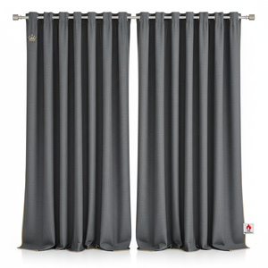 Rideaux d'hôtel en polyester ignifuge de qualité supérieure Royal Crown, gris foncé, pour fenêtres de chambre, fabriqués aux États-Unis - Product Image 1