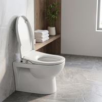 Siège de bidet à eau ambiant en plastique PP, autonettoyant, double buse, en forme de U, moderne, pour l'hygiène personnelle, design ultra-mince, avec couvercle