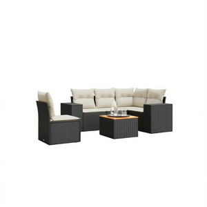 Modular Garden <b>Sofa</b> Set Black PE <b>Rattan</b> 6 Seater Outdoor Furniture Elegant Durable Garden Set - Product Image 1