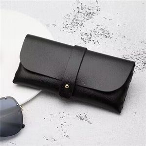Étui à lunettes bicolore style cravate ZT, étui rectangulaire en cuir pour lunettes avec sangle, noir et blanc, solide, hiver 2023 - Product Image 2