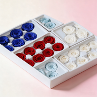 Vente en gros de têtes de roses réelles préservées de 4-5 cm, 8 pièces par boîte, rose éternelle multicolores pour la fabrication de cadeaux floraux faits à la main