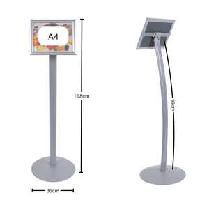Exhibidor de Piso Curvo A4, Altura Fija, Poste de Aluminio, Base Redonda de Acero, Diseño Patentado - Product Image 5