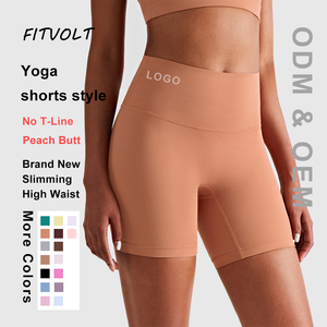 FITVOLT Vente en gros Short de yoga extensible à taille haute avec contrôle du ventre et effet push-up des fesses, couleur palette Morandi, sans couture et sexy - Product Image 1