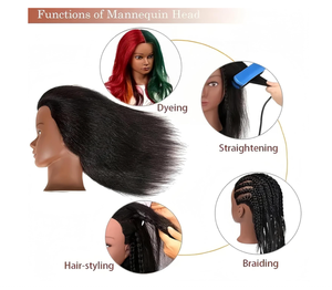 Cabeza <span class=keywords><strong>de</strong></span> Maniquí para Trenzado <span class=keywords><strong>de</strong></span> Cabello 100% Cabello Humano Chino para Prácticas <span class=keywords><strong>de</strong></span> Salón y Entrenamiento <span class=keywords><strong>de</strong></span> <span class=keywords><strong>Corte</strong></span> <span class=keywords><strong>de</strong></span> Cabello, 16 Pulgadas, Negra, con Soporte - Product Image 3