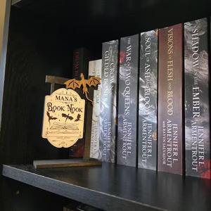 Gifts for Readers Library Sign Wood Bookshelf Mini <strong>Wooden</strong> <strong>SignPost</strong> with Ladder Library Decor - Product Image 3