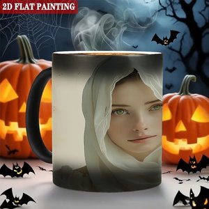 Mug de camping extérieur relaxant, noir givré, 11 oz, en céramique, tasse magique sensible à la chaleur - Product Image 6