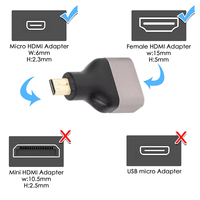 Adaptateur Micro HDMI Type D mâle vers HDMI femelle 8K 60Hz HDMI2.1, bande passante 48 Gbps, HDR, HDCP Pass Through pour console de jeu, HDTV