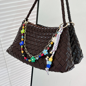 Double Layer Rainbow <b>Flower</b> Beaded Bag Charm <b>Sweet</b> Girl Handbag Pendant Fashion Keychain Gift - Product Image 2