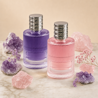 Flacon de parfum en verre vide de luxe rose doré de 100 ml, personnalisé, en forme de cylindre, avec pulvérisateur à sertir, vente en gros Anding Stock