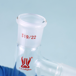 Adaptateur de distillation en verre borosilicate à 3 voies et à angle de 75 degrés, à paroi épaisse, personnalisé pour laboratoire de chimie, CS Labglass - Product Image 3