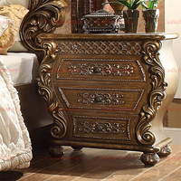 Ensemble de meubles de chambre à coucher sculptés à la main de style américain, lit king size avec revêtement en cuir, meubles de chambre à coucher, lit antique